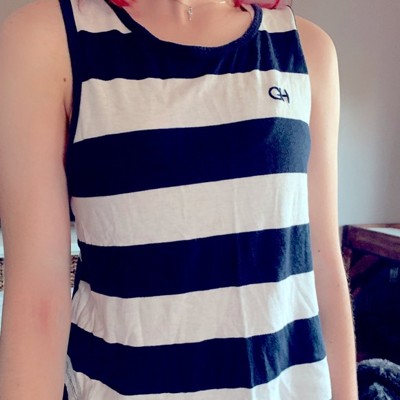 GillyHicks Navy Blue and White Tank Top - Picture 1 of 3